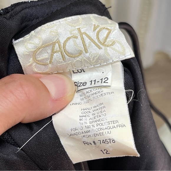 Vintage Cache Beaded Godet Fishtail Pleated Prom Evening Gown Maxi Dress S/M - Picture 11 of 12